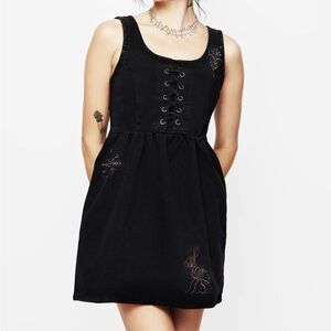 Disturbia Hester Embroidered Lace Up Corset Mini Dress